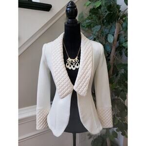 Design Today's Quilted Blazer Jacket Women's XS White Long Sleeve Open Front
